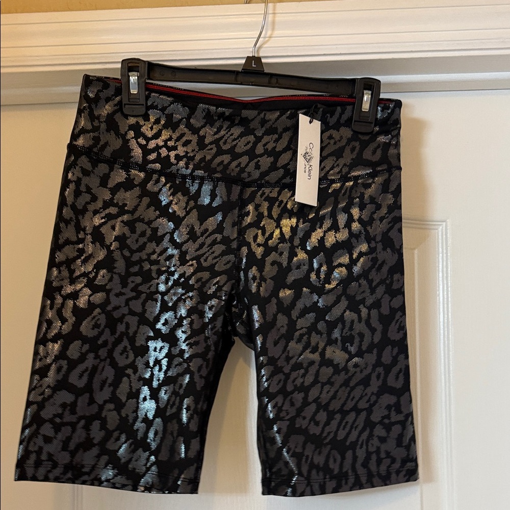Calvin Klein Black Metallic Leopard Bike Shorts - Picture 1 of 4